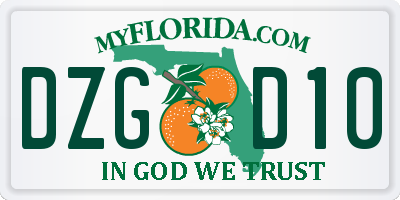 FL license plate DZGD10