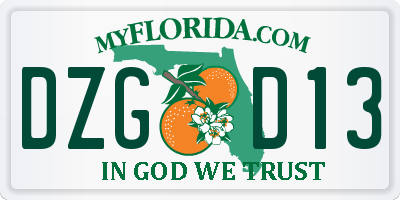 FL license plate DZGD13