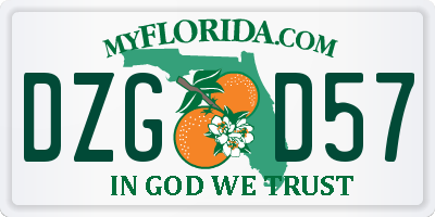 FL license plate DZGD57