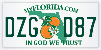 FL license plate DZGD87