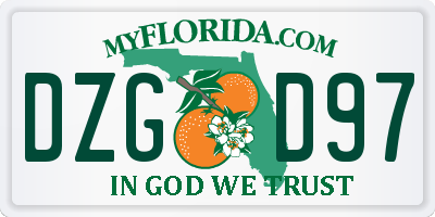 FL license plate DZGD97