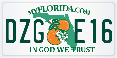 FL license plate DZGE16