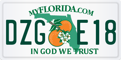 FL license plate DZGE18