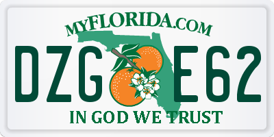FL license plate DZGE62