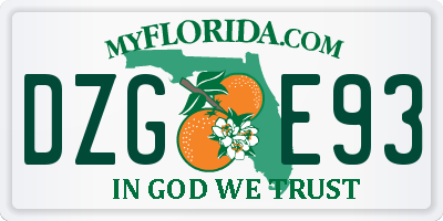 FL license plate DZGE93