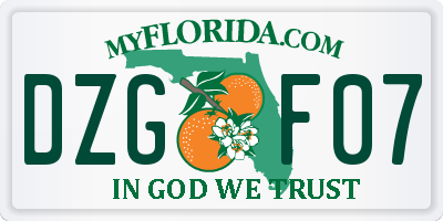 FL license plate DZGF07