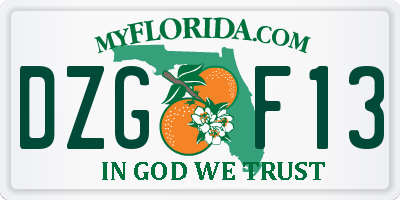 FL license plate DZGF13