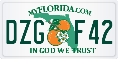 FL license plate DZGF42
