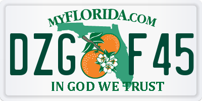 FL license plate DZGF45