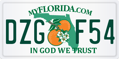 FL license plate DZGF54