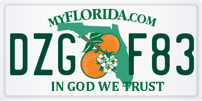 FL license plate DZGF83