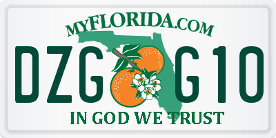 FL license plate DZGG10