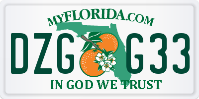 FL license plate DZGG33