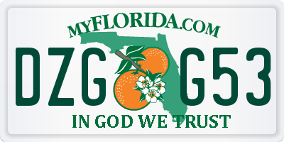 FL license plate DZGG53