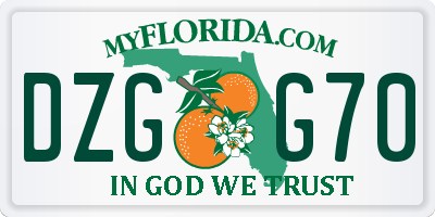 FL license plate DZGG70