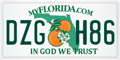 FL license plate DZGH86