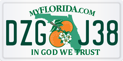 FL license plate DZGJ38