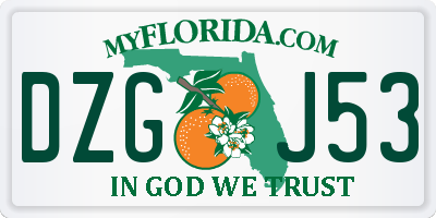 FL license plate DZGJ53