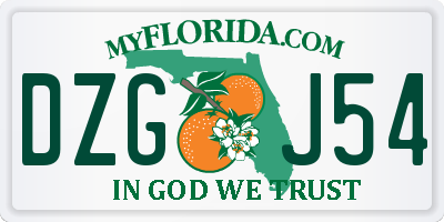 FL license plate DZGJ54