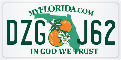FL license plate DZGJ62