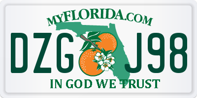 FL license plate DZGJ98