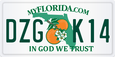 FL license plate DZGK14