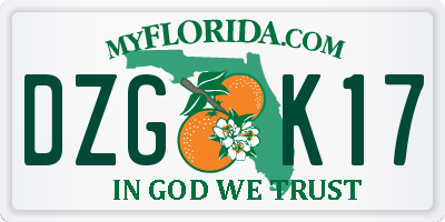 FL license plate DZGK17