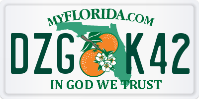 FL license plate DZGK42