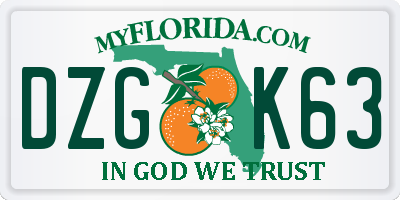 FL license plate DZGK63