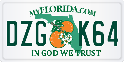 FL license plate DZGK64
