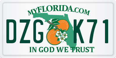 FL license plate DZGK71