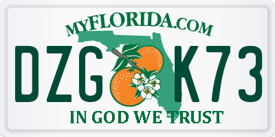 FL license plate DZGK73