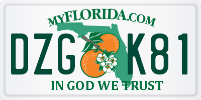 FL license plate DZGK81
