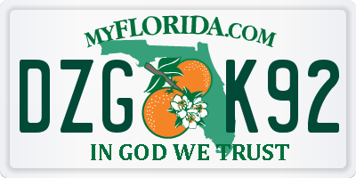 FL license plate DZGK92