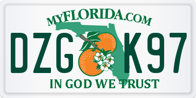 FL license plate DZGK97