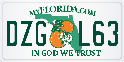 FL license plate DZGL63