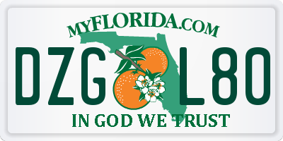 FL license plate DZGL80
