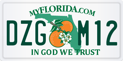 FL license plate DZGM12