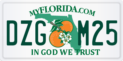 FL license plate DZGM25