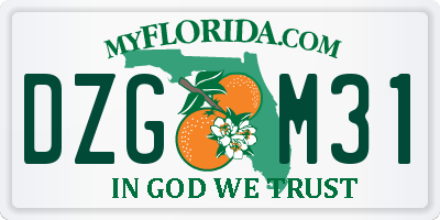 FL license plate DZGM31