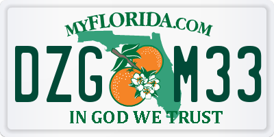 FL license plate DZGM33