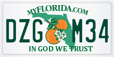FL license plate DZGM34