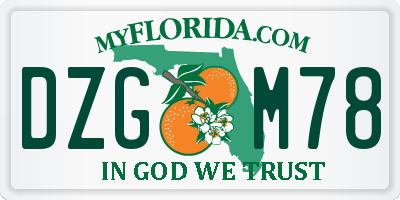 FL license plate DZGM78