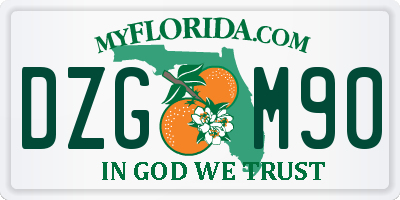FL license plate DZGM90