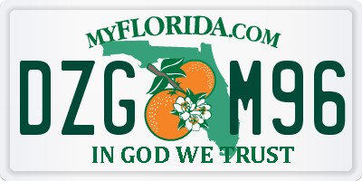 FL license plate DZGM96