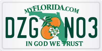 FL license plate DZGN03