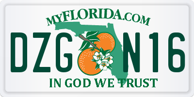 FL license plate DZGN16