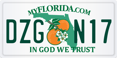 FL license plate DZGN17
