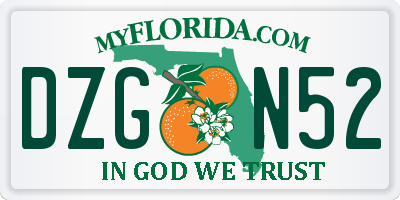 FL license plate DZGN52