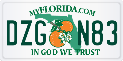 FL license plate DZGN83